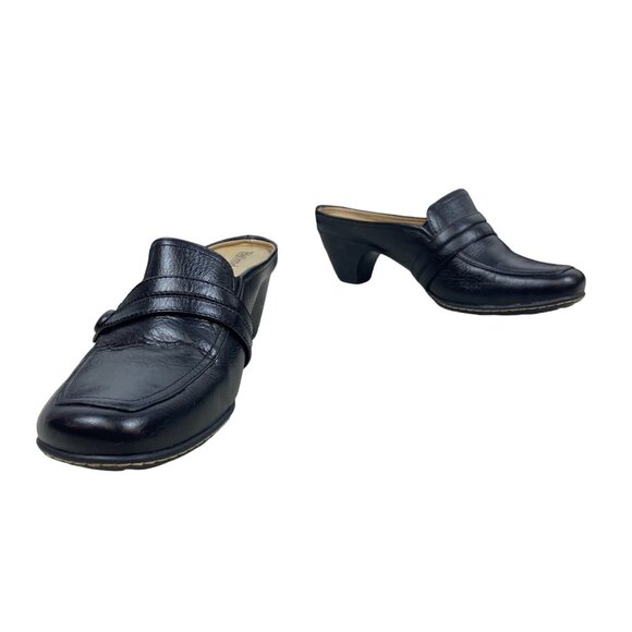 Björndal Women's Black Leather Gena Backless Slip On Comfort Clog Shoes Sz 8.5M - Picture 2 of 9